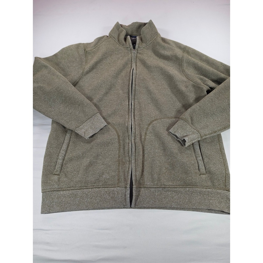 Rainforest RFT Mens Full Zip Fleece Jacket Olive Green Mock Neck Size Large